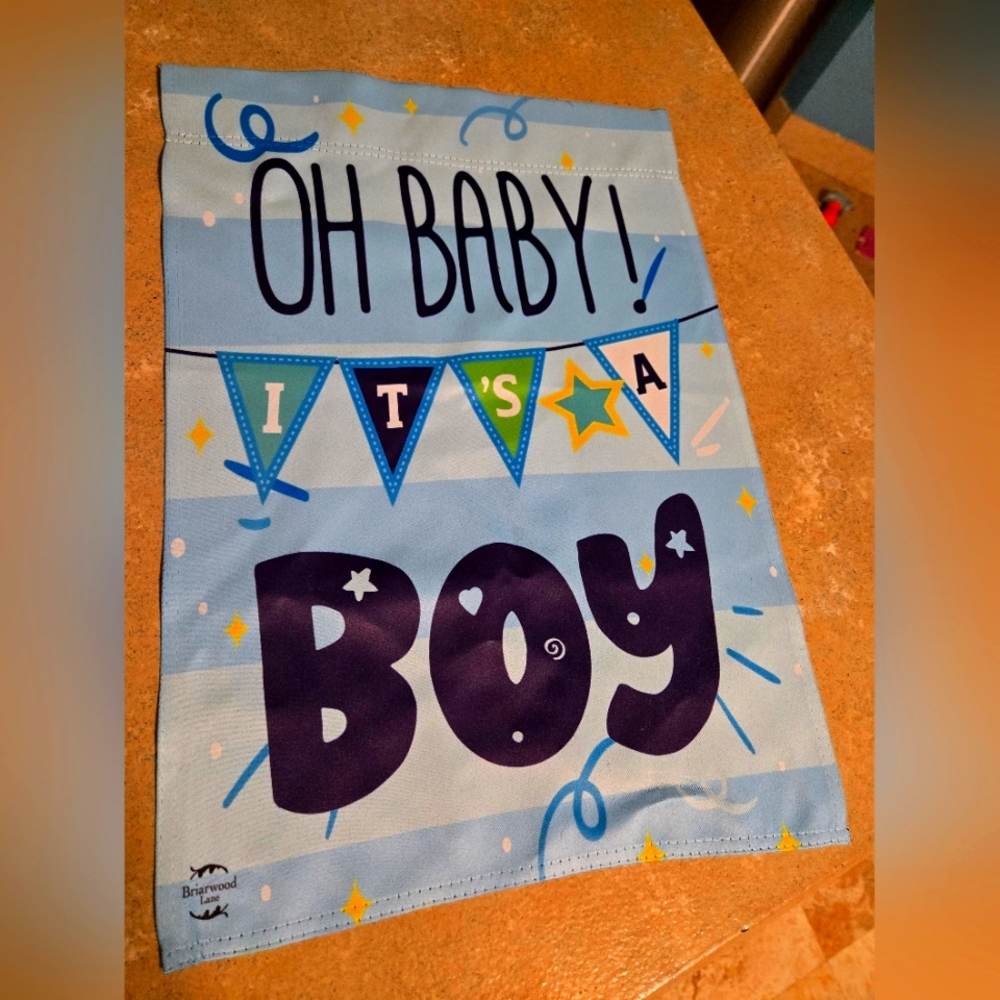 🇧🇼 EUC (LIKE NEW) "OH BABY! IT'S A BOY" BLUE YARD FLAG - BABY SHOWER & NEWBORN